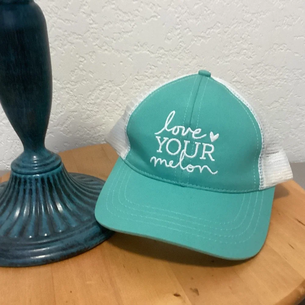 Love Your Melon Trucker Hat‎ Women OSFA Aqua Teal White Mesh Back Snapback USA